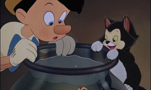 Goldfish Kissing Pinocchio And Figaro GIF