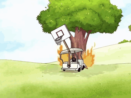 Golf Cart With Basketball Hoop GIF