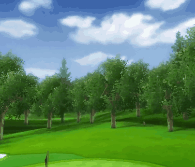 Golf Course with Trees and Blue Sky