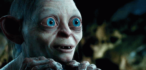 Gollum From The Lord Of The Rings Has A Very Big Blue Eye GIF