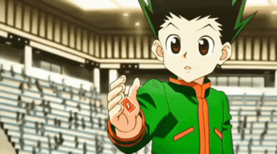 Gon Freecss Holding Reverse Card GIF