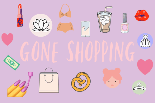 Gone Shopping Icons on Blue Background