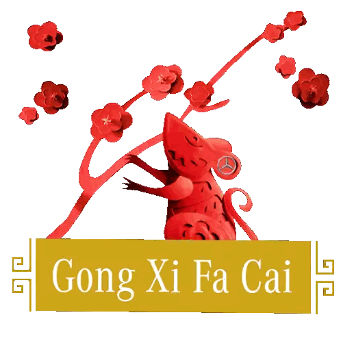 Gong Xi Fa Cai Sign with Red Rat