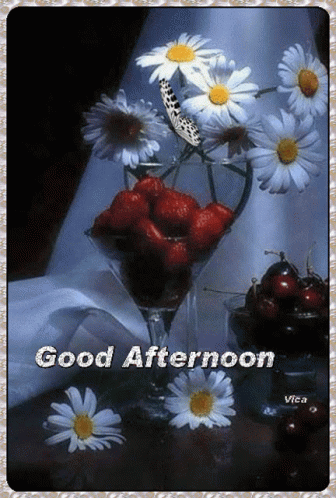 Good Afternoon Card with Daisies and Strawberries