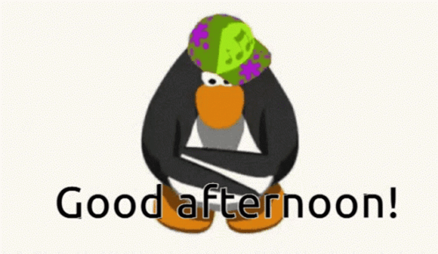 Good Afternoon Dancing Penguin Animation GIF 