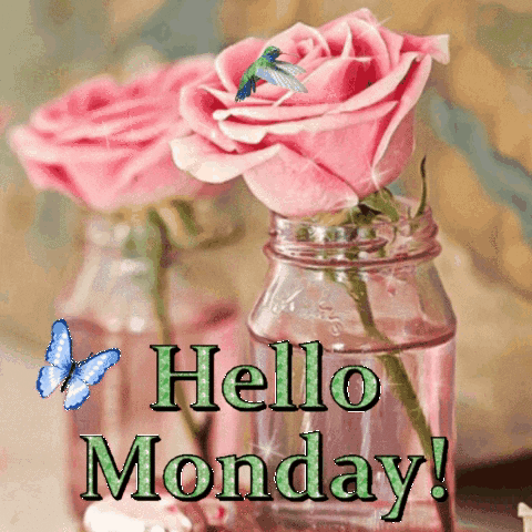 Good Afternoon Happy Monday Pink Roses Little Bird GIF