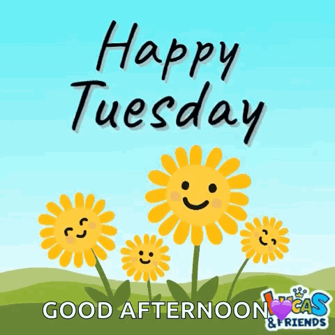 Good Afternoon Happy Tuesday Yellow Flowers GIF