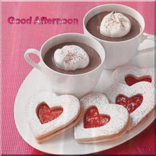 Good Afternoon My Love Hot Choco Heart Cookies GIF