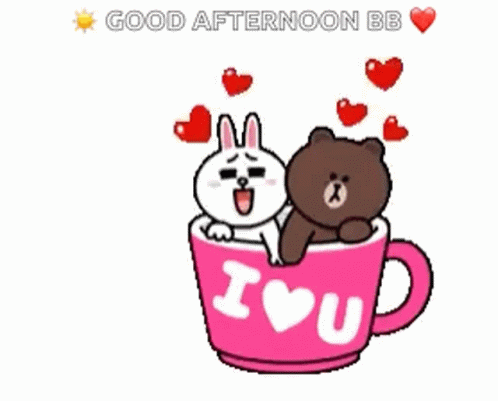 Good Afternoon My Love Line Sticker Brown Cony GIF