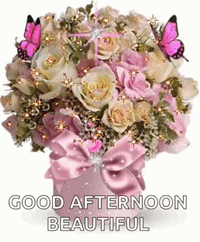 Good Afternoon My Love Vase Of Glittering Flowers GIF