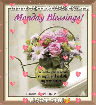 Good Afternoon Niece Monday Blessings Flowers Watering Can GIF