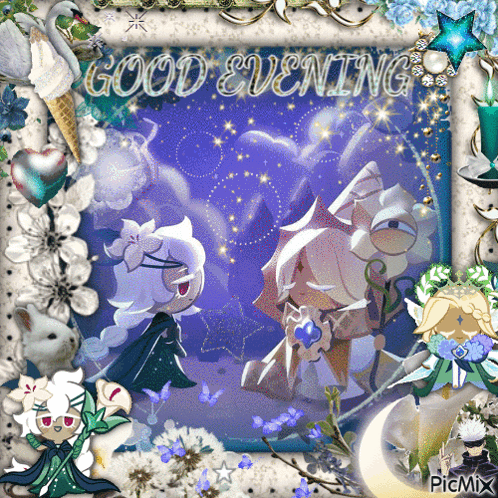Good Evening Greeting Card With Cookies And Ice Cream Cones GIF