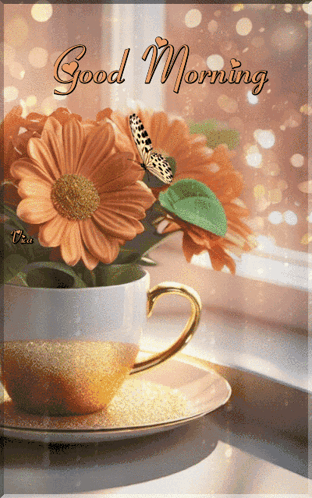 Good M Morning Orange Flower GIF