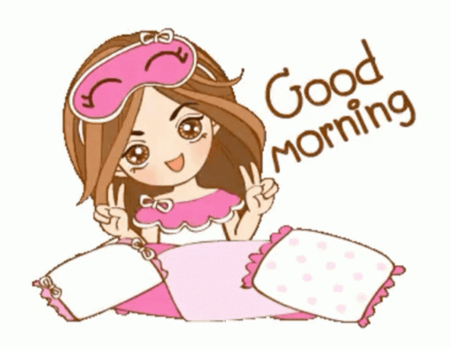 Good Morning Animated Sleepy Girl GIF