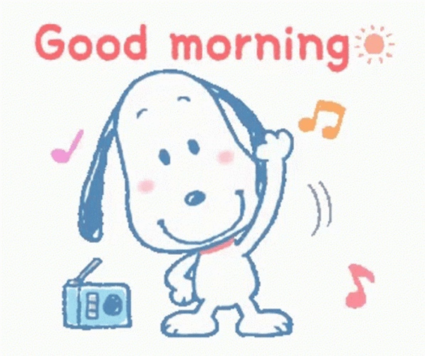 Good Morning Animated Snoopy Exercise GIF 