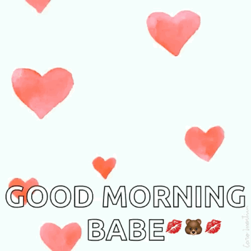 Good Morning Babe Greeting Card with Hearts and Bear
