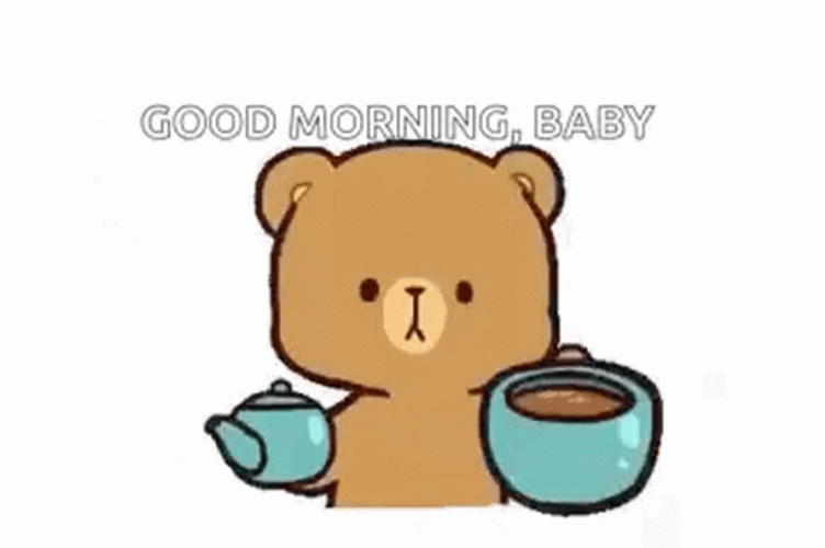 Good Morning Baby Bear Offering Coffee GIF