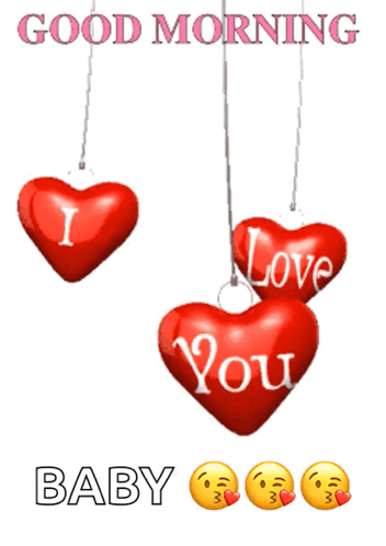 Good Morning Baby Card with Red Hearts