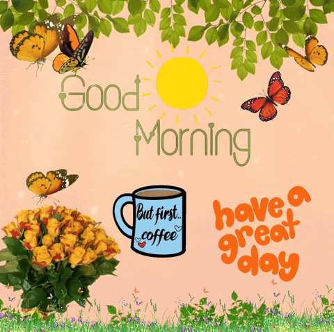 Good Morning Card With Butterflies and Flowers