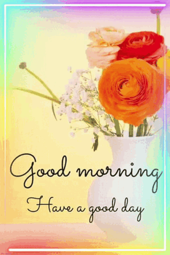 Good Morning Card With Flowers in Vase