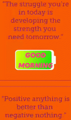 Good Morning Card With Green Battery and Quote
