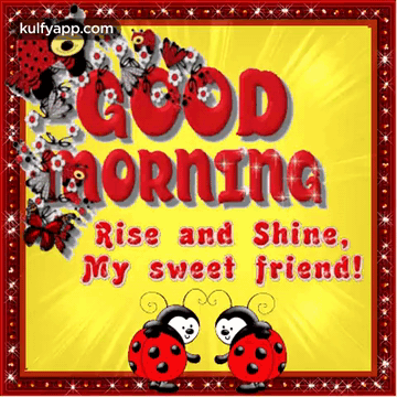 Good Morning Card With Ladybugs And Butterflies GIF