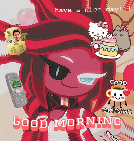 Good Morning Card With Red Cookie and Nokia Phone