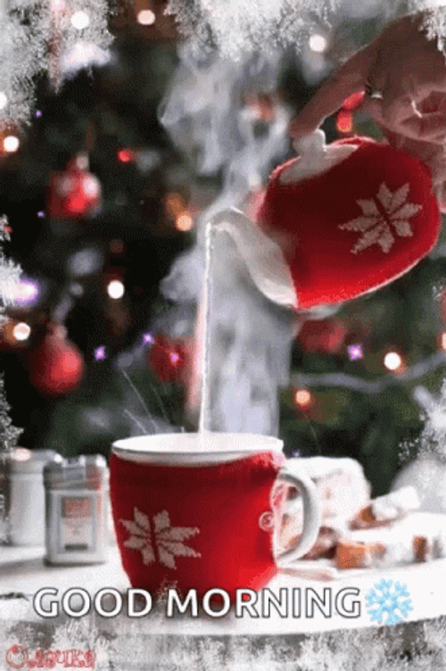 Good Morning Christmas Hot Tea GIF
