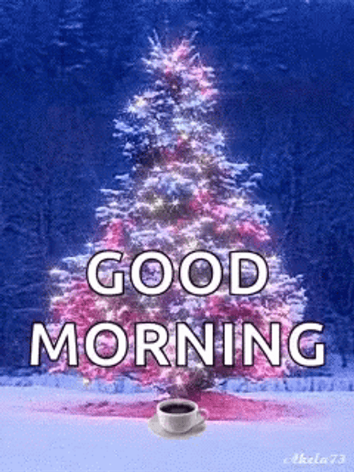 Good Morning Christmas Spinning Tree GIF