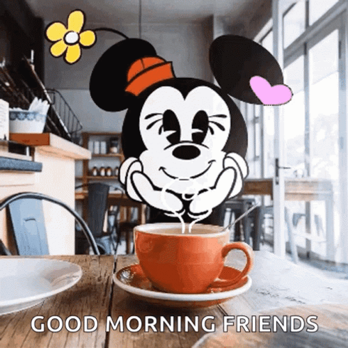 Good Morning Coffee Friends Minnie Mouse GIF 