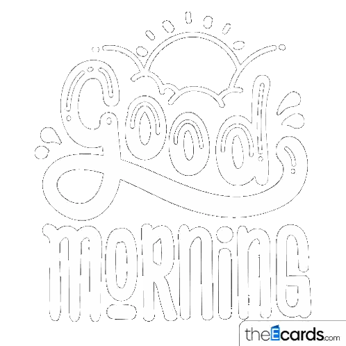 Good Morning Coloring Page with Sun