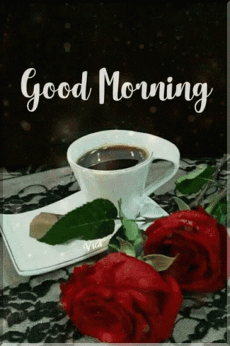 Good Morning Darling Shimmering Coffee With Rose GIF