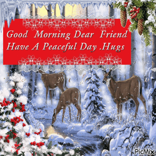 Good Morning Dear Friend Hugs Sign