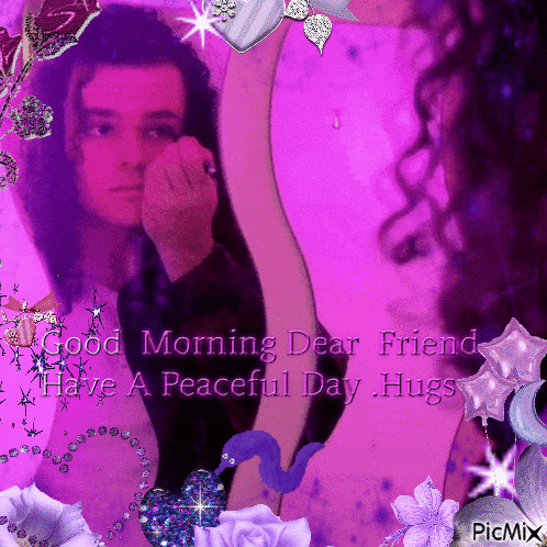 Good Morning Dear Friend Peaceful Day Hugs Card GIF