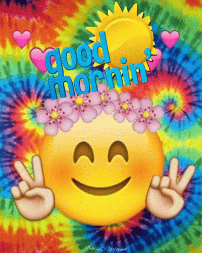 Good Morning Emoji Peace Sign GIF