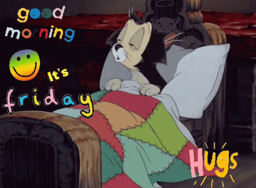 Good Morning Friday Sleepy Cat Figaro GIF