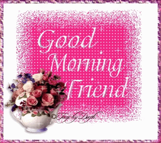 Good Morning Friend Pink Flowers GIF | GIFDB.com