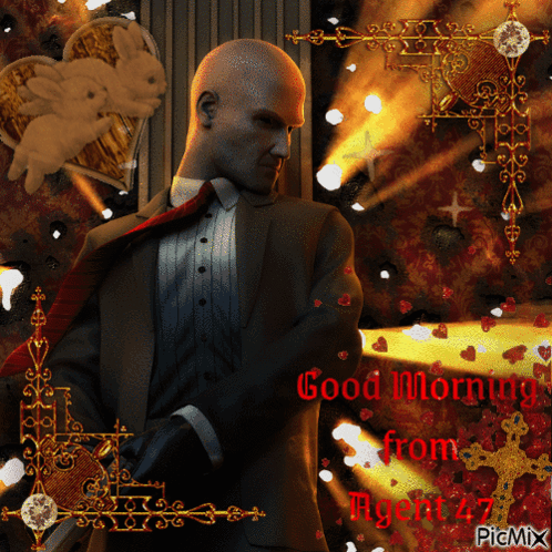 Good Morning From Agent 47 Man in Suit and Tie