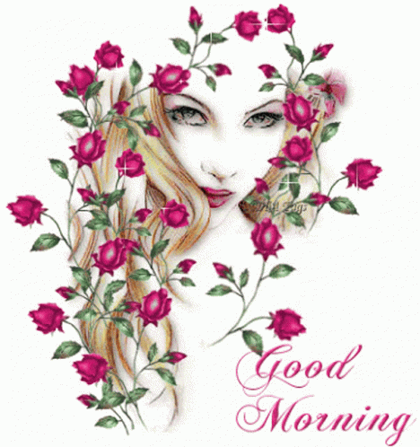 Good Morning Girl With Rose Hair Braids GIF