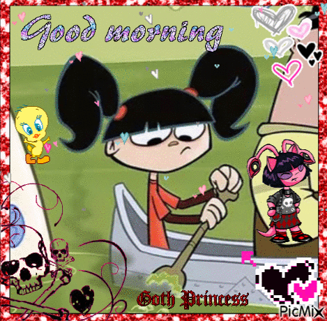 Good Morning Goth Princess Girl in Boat