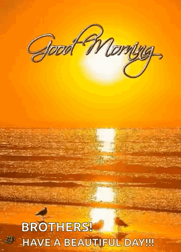 Good Morning Greeting Card Sunset Over Ocean