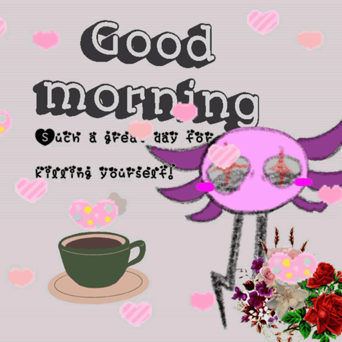 Good Morning Greeting Card with Cup of Coffee