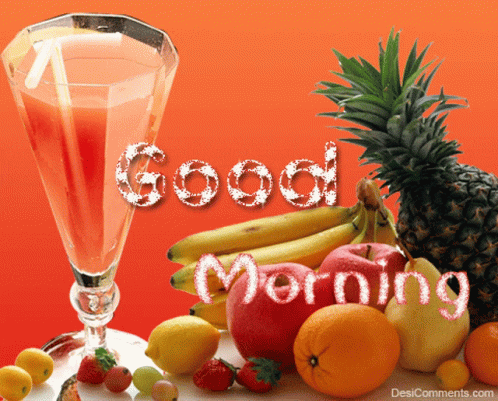 Good Morning Greeting Card With Fruit and Juice