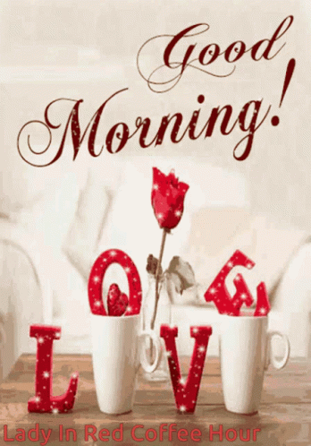 Good Morning Greeting Card With Rose GIF