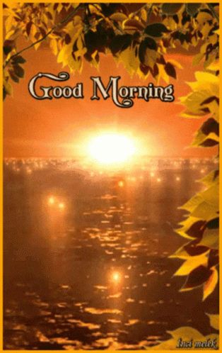 Good Morning Greeting Card with Sunset Over Water