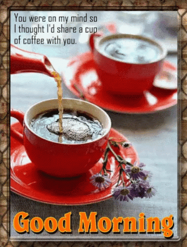 Good Morning Greeting Card With Two Cups of Coffee
