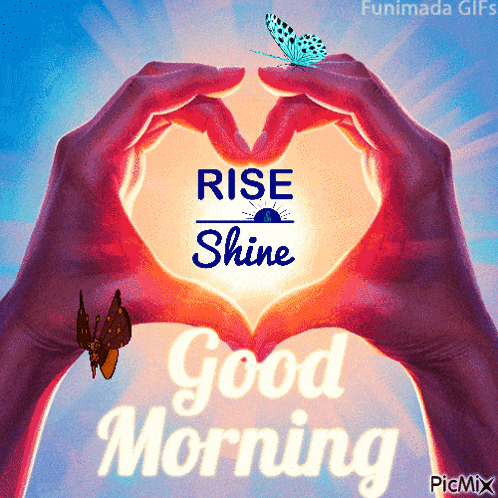 Good Morning Greeting With Butterfly and Hand Heart