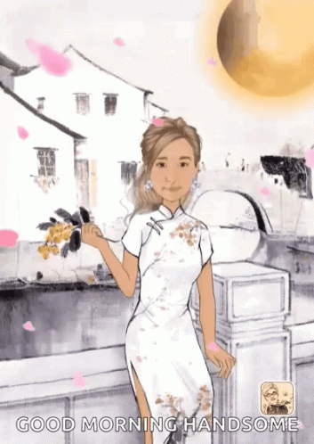 Good Morning Handsome With Chinese Lady Art GIF