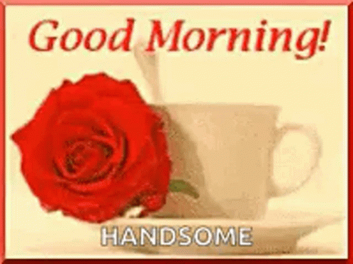 Good Morning Handsome With Coffee & Rose GIF