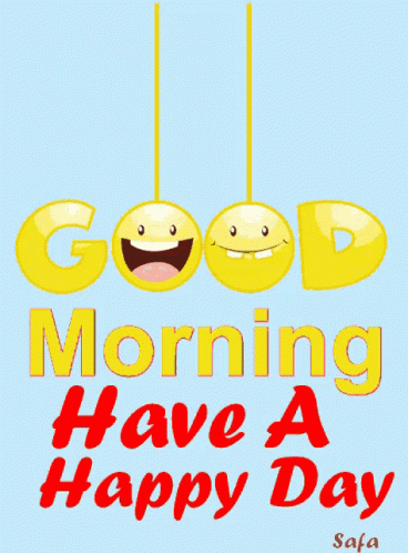 Good Morning Happy Day Sign With Smiley Faces GIF
